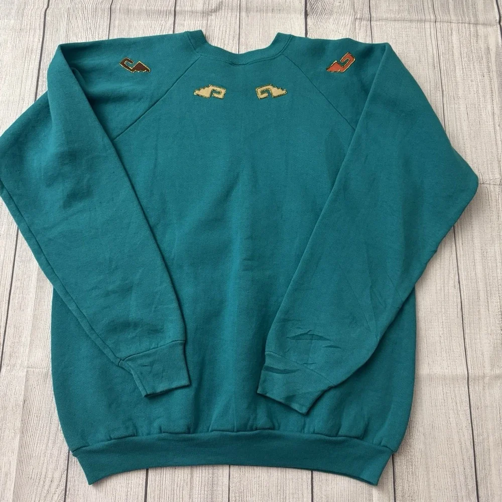 Vintage Her Way Southwest‎ Motif Crewneck Sweatshirt Sz XL Puffy Paint Glitter - Picture 9 of 9